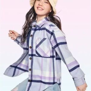 Sugar & Jade, Tween Girls Plaid Oversized Shirt Jacket - Wonderland, M